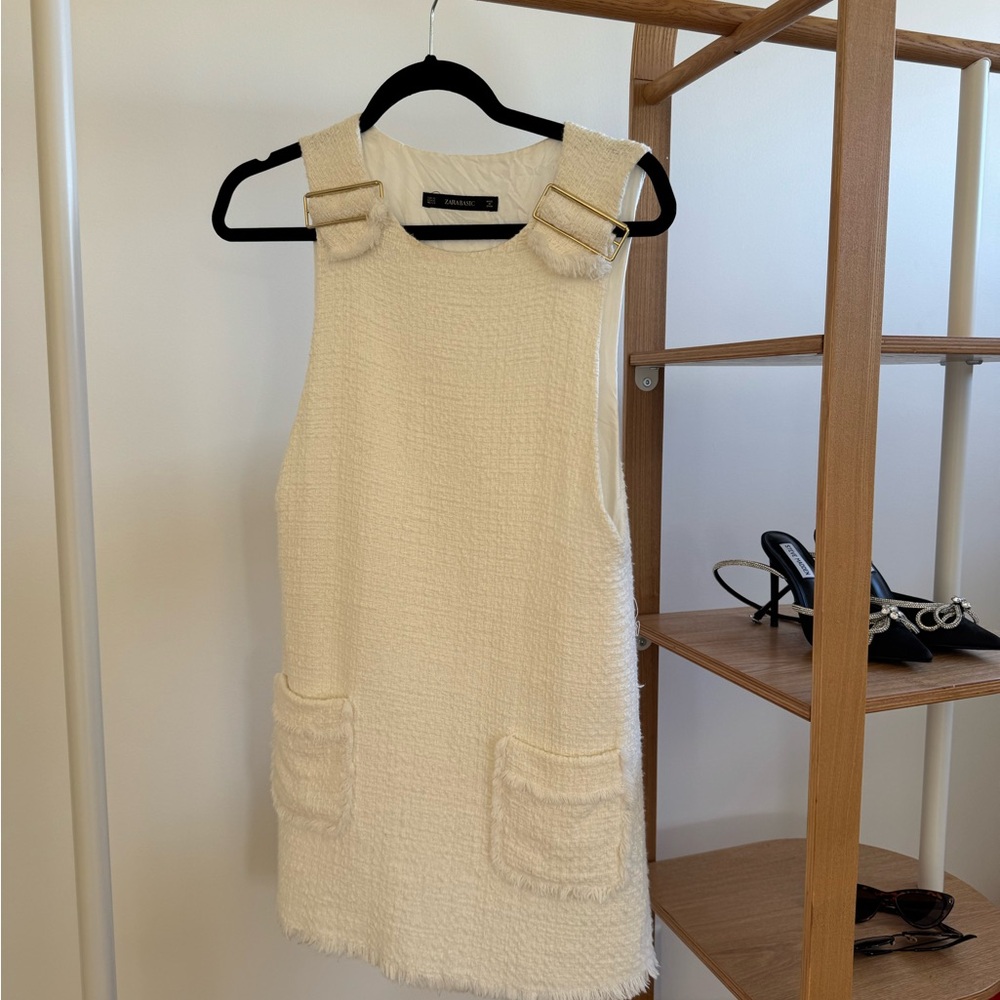 Zara Cream Textured Mini Dress